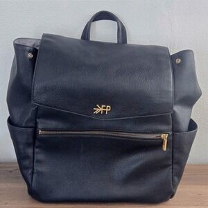 Freshly Picked Classic Diaper Bag Backpack Black Vegan Leather Gold Hardware